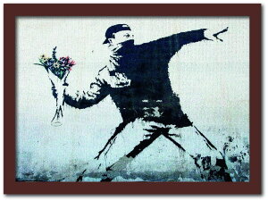 �o���N�V�[ Banksy �C���e���A�A�[�g Fower bomber �ԑ��𓊂���j VS-1001BR-A4 �t���[���J���[�F�u���E�� �T�C�Y�FA4 �X�� �J�t�F ���E���W ���r�[ �z�e�� �@�l kar-10054175s3 �A�[�g�p�l�� �A�[�g�{�[