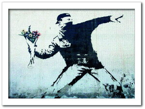 �o���N�V�[ Banksy �C���e���A�A�[�g Fower bomber �ԑ��𓊂���j VS-1001WH-A3 �t���[���J���[�F�z���C�g �T�C�Y�FA3 �X�� �J�t�F ���E���W ���r�[ �z�e�� �@�l kar-10054175s6 �A�[�g�p�l�� �A�[�g�{�[