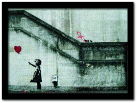 【スーパーセール対象商品】バンクシー Banksy インテリアアート Girl with Balloon 風船と少女 VS-1002BK-A2 フレームカラー：ブラック サイズ：A2 kar-10054176s9 アートパネル 北欧 モダン 家具 インテリア 新生活 オススメ