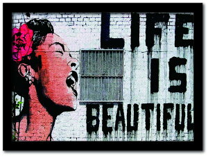 �o���N�V�[ Banksy �C���e���A�A�[�g Life is beautiful ���C�t�E�C�Y�E�r���[�e�B�t�� VS-1003BK-A4 �t���[���J���[�F�u���b�N �T�C�Y�FA4 �X�� �J�t�F ���E���W ���r�[ �z�e�� �@�l kar-10054179s1 �A�[�g