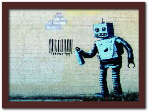 �o���N�V�[ Banksy �C���e���A�A�[�g Barcode Robot �o�[�R�[�h���{�b�g VS-1004BR-A4 �t���[���J���[�F�u���E�� �T�C�Y�FA4 �X�� �J�t�F ���E���W ���r�[ �z�e�� �@�l kar-10054180s3 �A�[�g�p�l�� �A�[�g