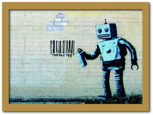 �o���N�V�[ Banksy �C���e���A�A�[�g Barcode Robot �o�[�R�[�h���{�b�g VS-1004NA-A4 �t���[���J���[�F�i�`������ �T�C�Y�FA4 �X�� �J�t�F ���E���W ���r�[ �z�e�� �@�l kar-10054180s4 �A�[�g�p�l�� �A�[