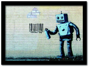 �o���N�V�[ Banksy �C���e���A�A�[�g Barcode Robot �o�[�R�[�h���{�b�g VS-1004BK-A3 �t���[���J���[�F�u���b�N �T�C�Y�FA3 �X�� �J�t�F ���E���W ���r�[ �z�e�� �@�l kar-10054180s5 �A�[�g�p�l�� �A�[�g
