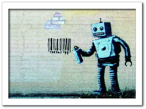 �o���N�V�[ Banksy �C���e���A�A�[�g Barcode Robot �o�[�R�[�h���{�b�g VS-1004WH-A3 �t���[���J���[�F�z���C�g �T�C�Y�FA3 �X�� �J�t�F ���E���W ���r�[ �z�e�� �@�l kar-10054180s6 �A�[�g�p�l�� �A�[�g