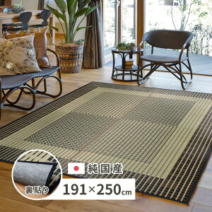 国産 い草ラグ 栄山 約191×250cm 裏貼り 滑り止め加工 センターラグ アクセントラグ モダン hig-81931311x カーペット ラグ カーペット マット 送料無料 北欧 モダン 家具 インテリア ナチュラル テ