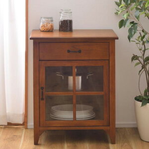 ティンバー ミニキャビネット ブラウン W60×D40×H75 キャビネット ミニキャビネット ミンディ材 天然木 アンティーク スリム 省スペース 小さめ 黒アイアン ブラウン 収納 引き出し付き おし