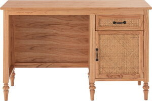 デスク ナチュラル W112×D45×H70 デスク 木製デスク アンティーク調 ラタン 引出 引き出し 天然木 ミンディ 可動板 かわいい ボビンレッグ azu-pm-515 あす楽 文机 デスク 送料無料 北欧 モダン 家