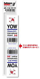 AP118 YOW Ottawa M C �I�^�� �}�N�h�i���h �J���e�B�G���ۋ�` North America ��`�R�[�h�X�e�b�J�[ ���s ��` �G�A�|�[�g �X���[���^�[ 3LTR �O�b�Y