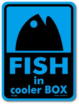正規激安 お客様からのご要望を商品化 釣りステッカー パロディアイコン フィッシュ イン クーラーボックス FS188 グッズ ステッカー フィッシング 釣り 商い ブルー