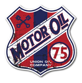 バイカーステッカー BIKER STICKER バイク ハーレー ヘルメット MOTOR OIL ヴィンテージ エンブレム BK038 車 ステッカー 屋外OK