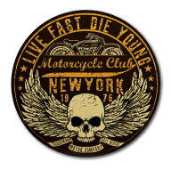 バイカーステッカー BIKER STICKER バイク ハーレー ヘルメット LIVE FAST DIE YOUNG スカル ヴィンテー…