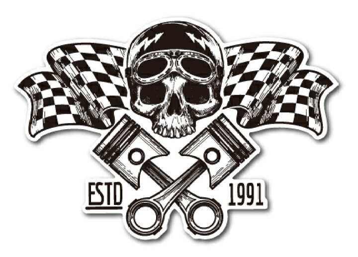楽天市場 バイカーステッカー Biker Sticker バイク ハーレー ヘルメット ヘルメットスカル 04 ドクロ フラッグ Bk049 車 ステッカー 屋外ok ゼネラルステッカー