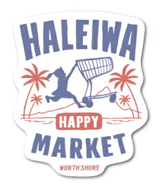 ハレイワハッピーマーケット ステッカー ロゴ ブルー HHM001 おしゃれ ハワイ HAWAII イラスト ノースショア グッズ
