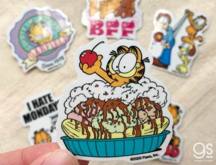 楽天市場 通販限定デザイン ガーフィールド キャラクターステッカー ラザニア ミニステッカー アメリカ アニメ Garfield 猫 サイト限定商品 Gf032 Gs 公式グッズ ゼネラルステッカー