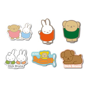 【6種セット:B】 miffy ダイカットミニステッカー キャラクター 絵本 イラスト かわいい こども うさぎ gs 公式グッズ MIFSET07