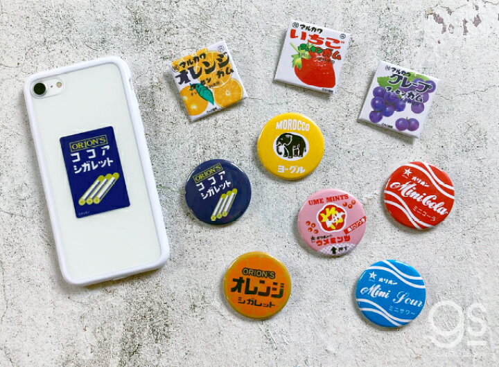 楽天市場】レトロ駄菓子 44mm缶バッジ ミニサワー オリオン ラムネ  