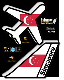 機体国旗ステッカー シンガポール SINGAPORE KK028 トラベル ステッカー 旅行 飛行機 国旗 フラッグ グッズ