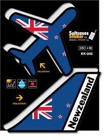 機体国旗ステッカー ニュージーランド NEW ZEALAND KK040 トラベル ステッカー 旅行 飛行機 国旗 フラッグ グッズ