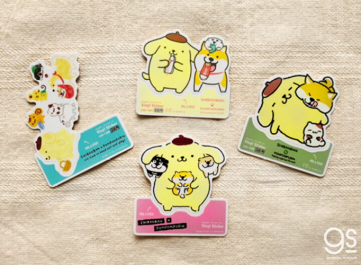 楽天市場 通販限定デザイン しばんばんxポムポムプリン ピンク なかよし キャラクターステッカー サンリオ コラボ イラスト かわいい 人気 柴犬 いぬ Lcs1292 Gs 公式グッズ ゼネラルステッカー
