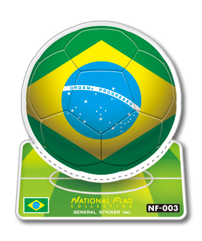 ゼネラルステッカー企画販売 サッカーボールステッカー ブラジル BRAZIL NF003 メーカー公式 ワールドカップ ◆高品質 スポーツステッカー