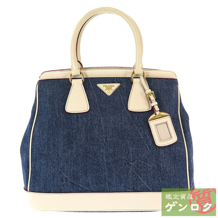楽天市場】【中古】 プラダ デニム×サフィアーノ BN2441 ハンドバッグ 