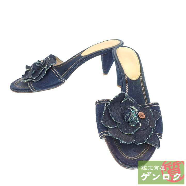 楽天市場】【中古】 シャネル デニム ミュール カメリアデニム 36 約 