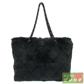 【中古】CHANEL シャネル チェーントートバッグ ショルダーバッグ グリーン系 ファー レザー 6番台 レディース【質屋】【代引き手数料無料】