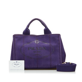 プラダ カナパ ミニ ロゴ ハンドバッグ ショルダーバッグ 2WAY B2439G パープル キャンバス レディース PRADA 【中古】