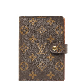 ルイ ヴィトン モノグラム アジェンダPM 6穴 手帳カバー R20005 ブラウン PVC レザー レディース LOUIS VUITTON 【中古】