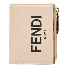 フェンディ ロゴ 二つ折り財布 コンパクトウォレット 8M0447 ピンク レザー レディース FENDI 【中古】