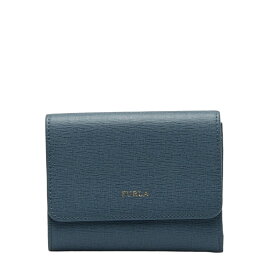 フルラ 三つ折り財布 ブルー レザー レディース Furla 【中古】