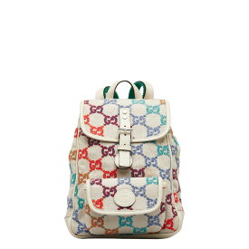 グッチ GG チルドレンズ リュック バックパック 630818 ベージュ マルチカラー ウール レザー メンズ GUCCI 【中古】