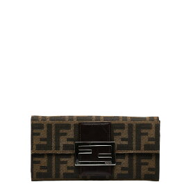 フェンディ ズッカ 長財布 2304-31097 ブラウン キャンバス レザー レディース FENDI 【中古】