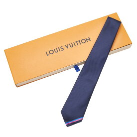 ルイ ヴィトン クラヴァット LV ボトム ストライプ 7CM ネクタイ M77837 ネイビー マルチカラー シルク メンズ LOUIS VUITTON 【中古】