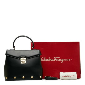 サルヴァトーレフェラガモ スタッズ ハンドバッグ ショルダーバッグ 2WAY ブラック レザー レディース Salvatore Ferragamo 【中古】