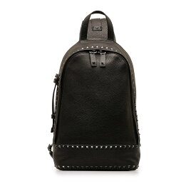 ヴァレンチノ ロックスタッズ ショルダーバッグ ブラック レザー メンズ Valentino 【中古】