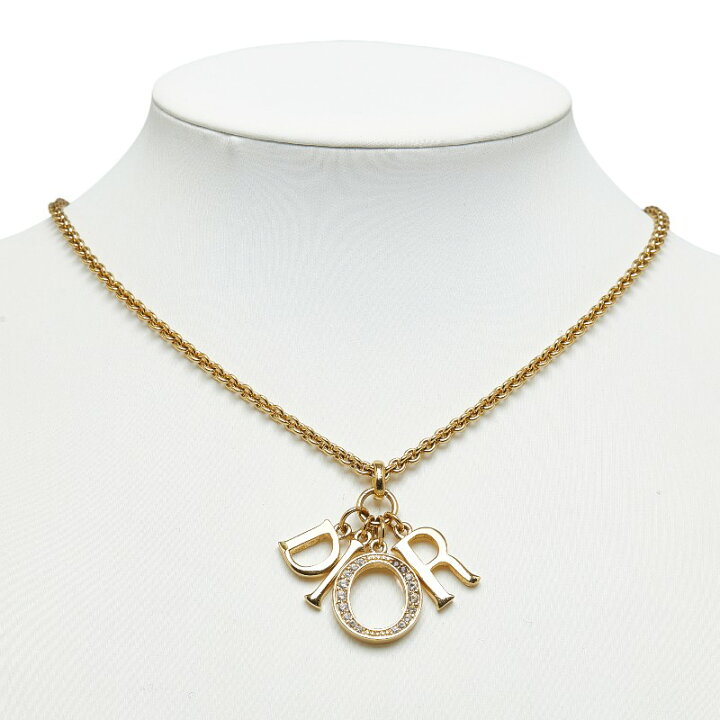 楽天市場】ディオール ロゴ チャーム ネックレス ゴールド メッキ  