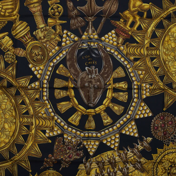 楽天市場】エルメス カレ90 LOR DES CHEFS 首長達の金 スカーフ  