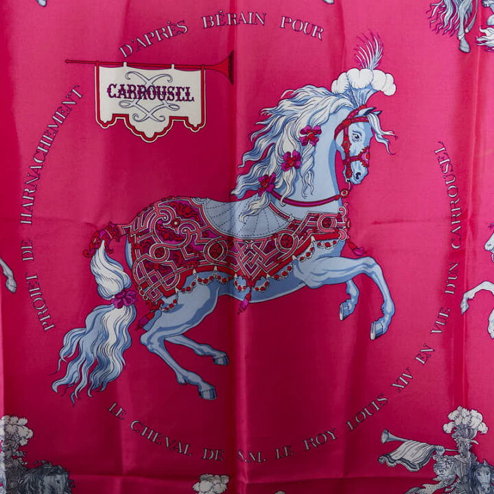 楽天市場】エルメス カレ90 CARROUSLL スカーフ ピンク マルチカラー 