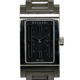 ブルガリ レッタンゴロ 腕時計 RT39S クオーツ ブラック文字盤 ステンレススチール レディース BVLGARI 【中古】