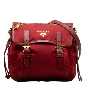 プラダ ロゴ ゴールド金具 斜め掛け ショルダーバッグ BT0692 ワインレッド ナイロン レディース PRADA 【中古】