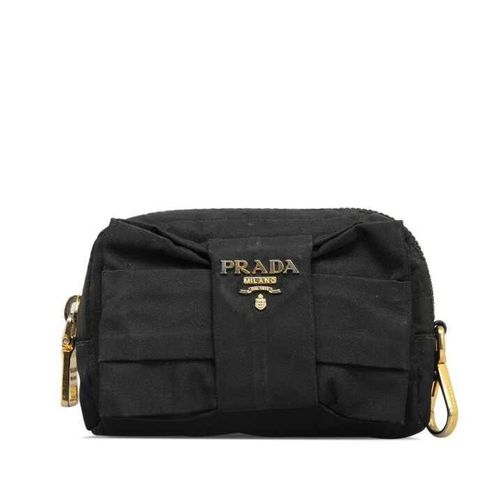 楽天市場】プラダ リボン ポーチ ブラック ナイロン レディース PRADA 