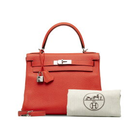 エルメス ケリー 28 ハンドバッグ ショルダーバッグ 2WAY ローズテキサス シルバー金具 トリヨンクレマンス レディース HERMES 【中古】