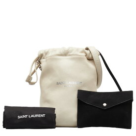 サンローラン テディ スモール 斜め掛け チェーン ショルダーバッグ 583328 アイボリー ホワイト レザー レディース SAINT LAURENT 【中古】