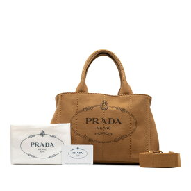 プラダ カナパ ミニ ハンドバッグ ショルダーバッグ 2WAY 1BG439 ブラウン キャンバス レディース PRADA 【中古】