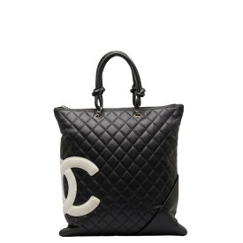 シャネル マトラッセ カンボンライン ココマーク ハンドバッグ トートバッグ ブラック ホワイト レザー レディース CHANEL 【中古】