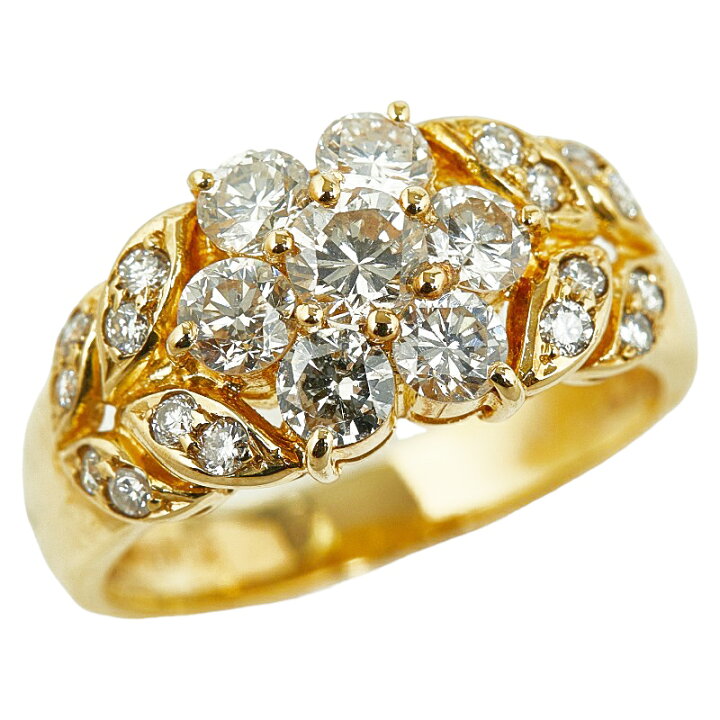 楽天市場】K18YG イエローゴールド ダイヤ1.23ct フラワー 花 モチーフ 