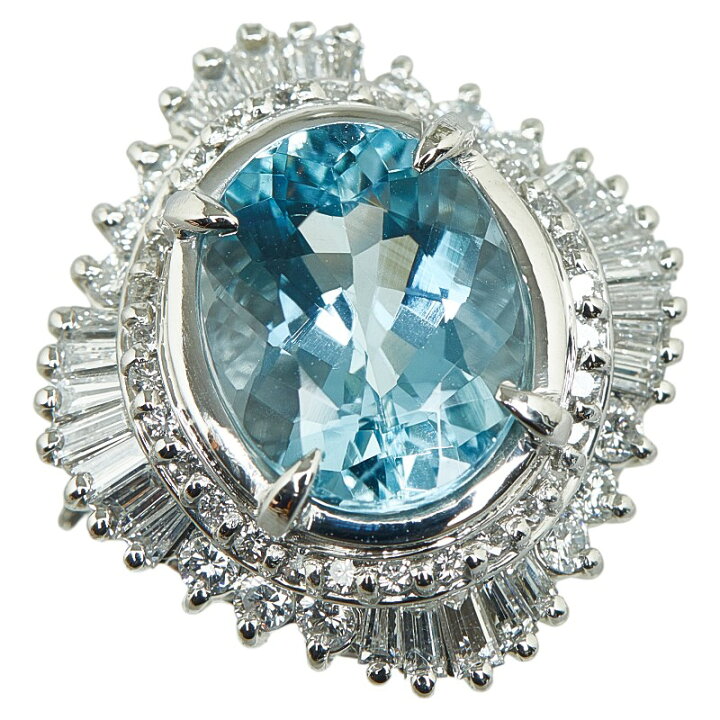 楽天市場】Pt850 プラチナ アクアマリン3.572ct ダイヤ1.05ct リング 