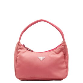 プラダ ミニハンドバッグ ピンク ナイロン レディース PRADA 【中古】