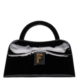 フェンディ ロゴ ゴールド金具 ハンドバッグ ブラック パテントレザー レディース FENDI 【中古】